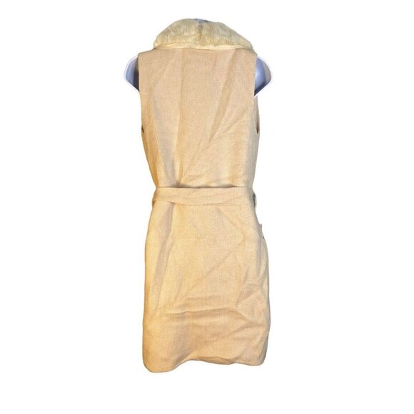 LT Love Token Womens Renee Faux Fur Plunging Neck Cream Knit Duster Vest Size XS - Picture 9 of 10